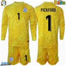 England Jordan Pickford #1 Keeper Bortedraktsett Barn EM 2024 Langermet (+ Korte bukser)